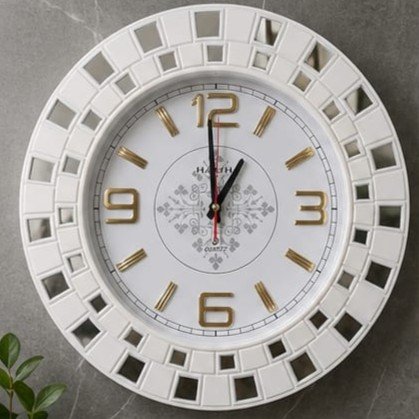 HANSHI White Mosaic Wall Clock - Modern Minimal